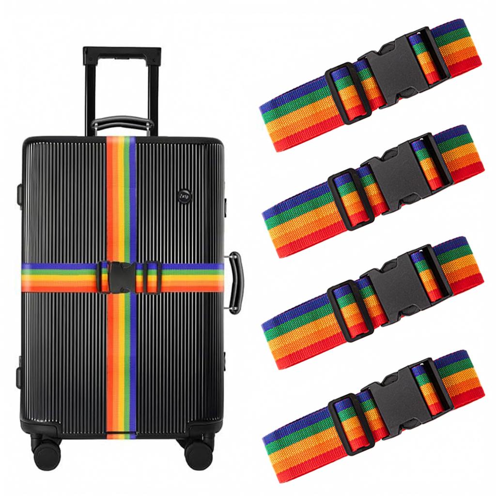 4-Piece Adjustable Luggage Straps for Suitcases and Travel Bags, Tie-Down Straps