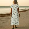 Summer Dress Women's Long Boho Beach Dress Elegant Maxi Dress V-Neck Short Sleeve Summer Tunic Dress Light Airy
