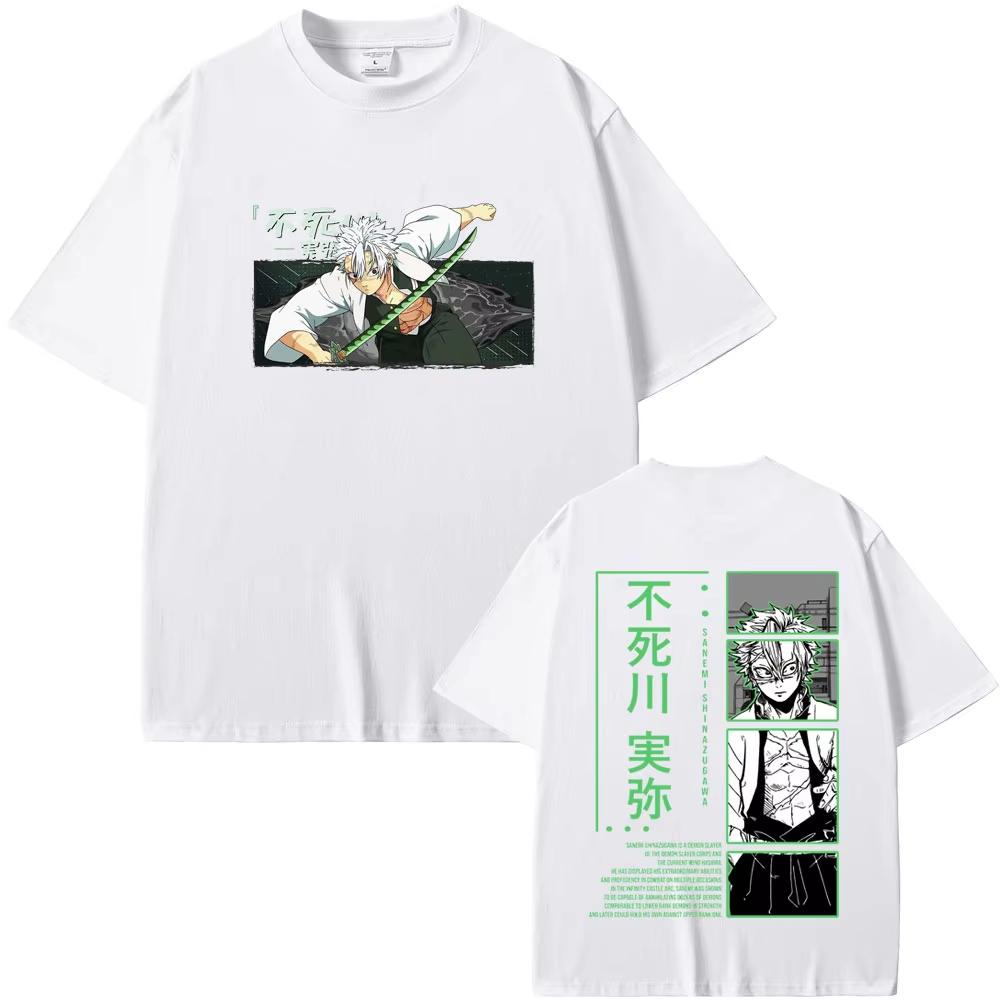 Anime Demon Slayer Shinazugawa Sanemi Graphic Men Women Cotton T-shirt Print T Shirts Male Fashion Casual Oversized Streetwears