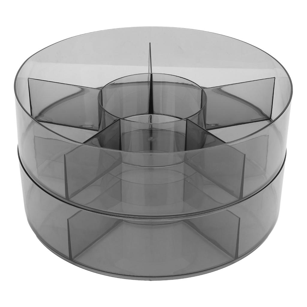 Roterende serveringsbrett 2 lag Stor kapasitet Plast Gjennomsiktig Snackle Box Beholder Transparent Grå