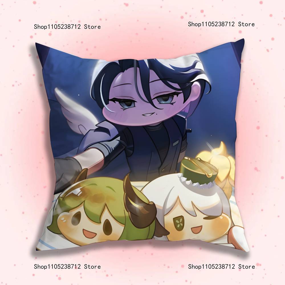 Cute Game T-Trickcal Anime Pillow Case Anti-Dustmite Pillowcase Invisible Zipper Silky Short Plush Sofa Cushion Cover