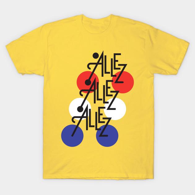 Men Black Print T-shirt Allez Allez Allez!!! No-Cut Transfer Paper Print Cotton Tshirt L