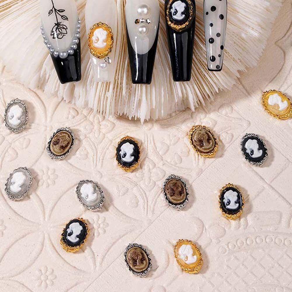 

Style Baroque Court Girl Head Nail Jewelry 3D Nail Art Drills Nail Rhinestones Nail Decorations