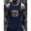 Men's solid color vest sleeveless round neck T-shirt daily sports fitness fashion round neck breathable short-sleeved T-shirt