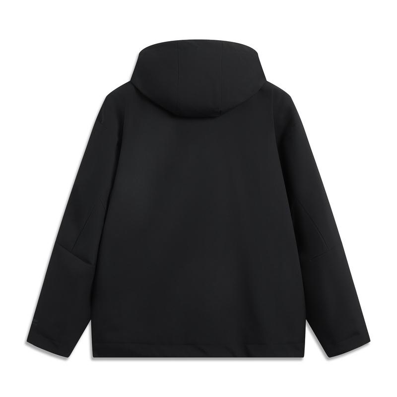 Li-Ning Comfortable Casual Simple Solid Color Hooded Loose Zipper Windbreaker Men Outerwear Black AFDV775-4