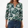 Women's Fashion Casual 3/4 Sleeve T-Shirt Prints V-Neck Button Top
