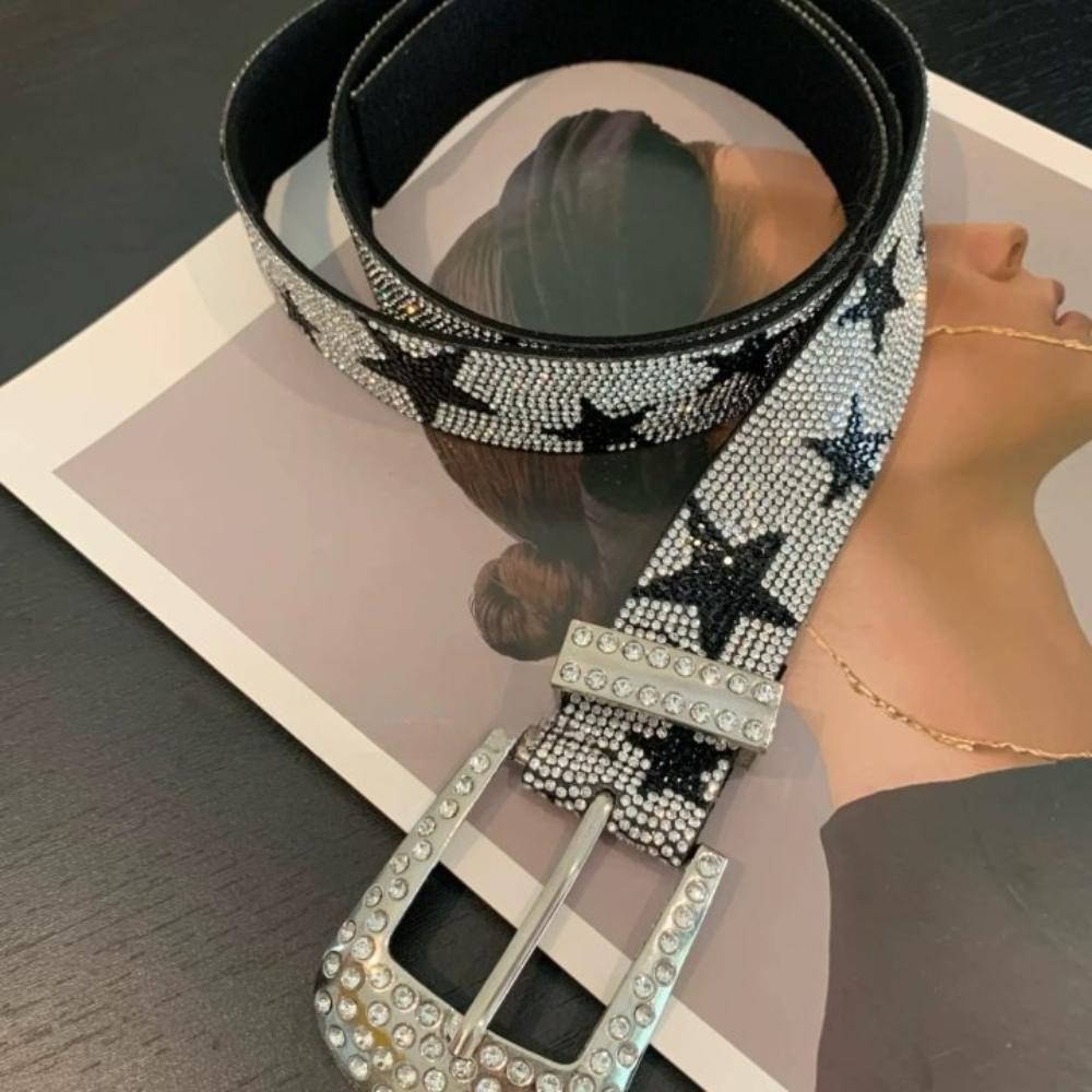 Y2K Shiny Star Waistband Strap Buckle Jeans Decor Fashion Five-Pointed Star Belt  Waist Accessories