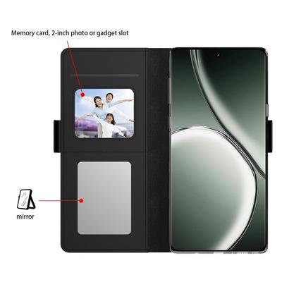 For Realme GT 7 Pro 5G Case Stand PU Leather Phone Cover Card Holder Mirror