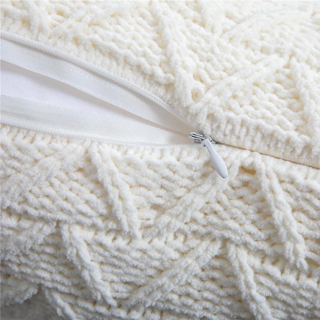 REGINA Cute Tassels Chenille Pillow Case Nordic Bed Knitted Pillow Cover Fall Home Decorative Pillowcase Sofa Soft Cushion Cover
