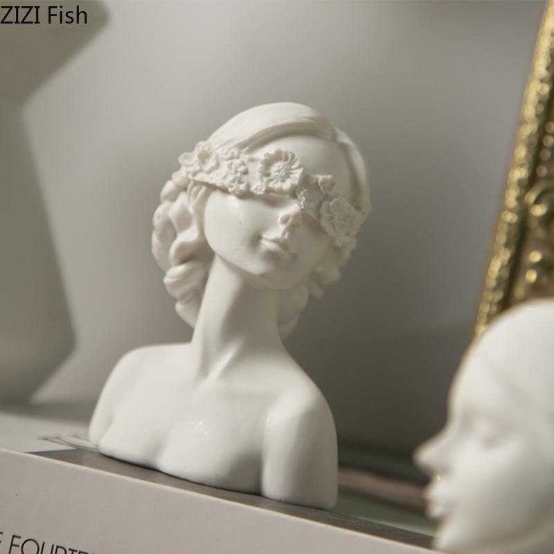 Rosenmädchen-Skulptur, Mini-Harz, Kunsthandwerk, Figur, Skulptur, Wohnzimmer, TV-Schrank, Dekoration, Kunst, moderne Wohndekoration, Zubehör