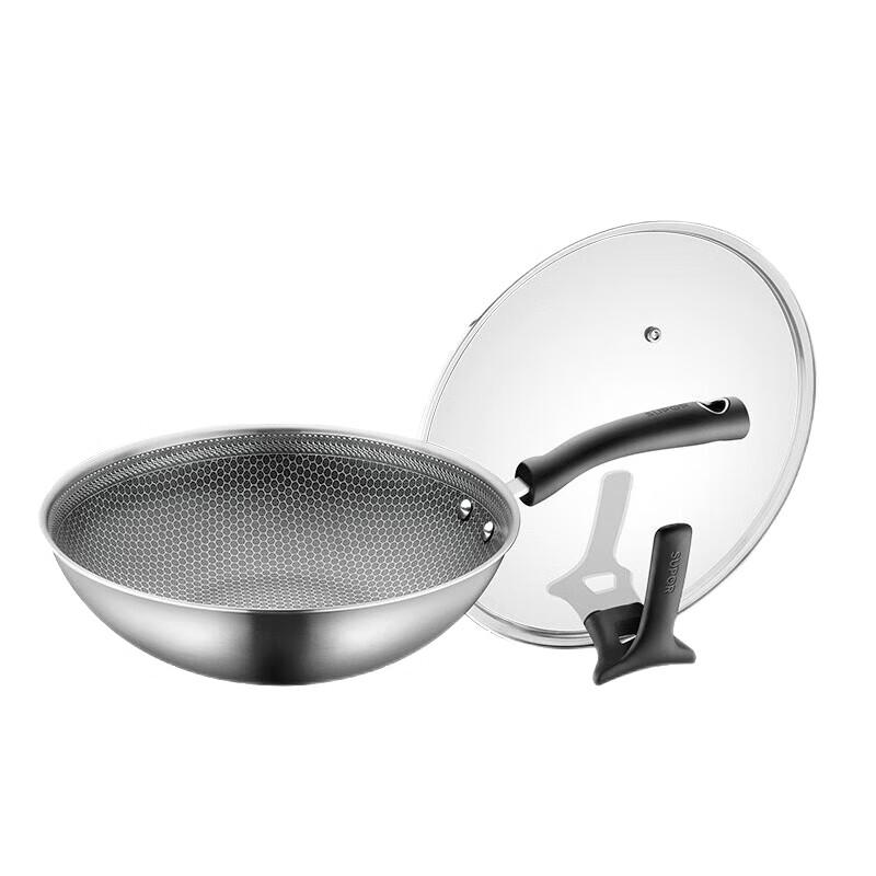 SUPOR Crystal Diamond Honeycomb 316 Stainless Steel Wok 30cm