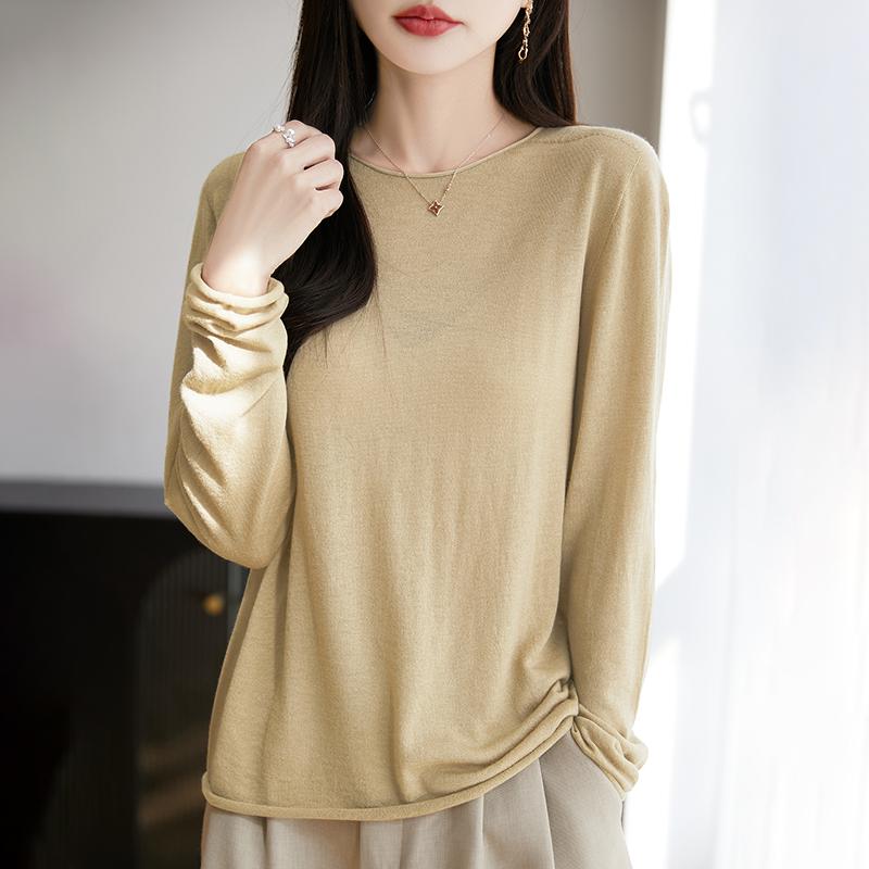 Dámský celoroční svetr z 50% vlny a 50% hedvábí | Lehký teplý pulovr z příze | Luxusní úplet z kašmírového hedvábí