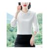 Elegant Rhinestone Long Sleeve Shirt Loose Fit Women Blouse Spring Autumn Trendy Plus Size Top Slimming