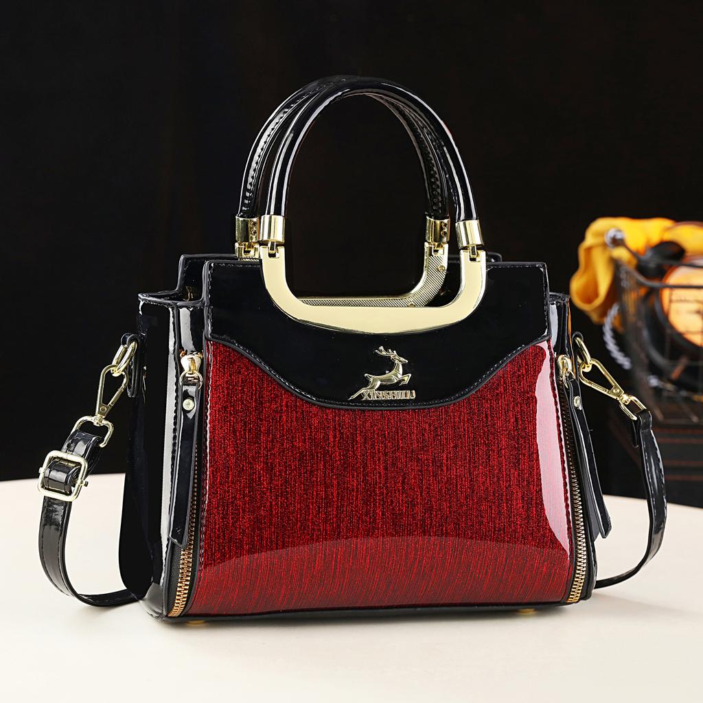 2026 New Shiny Leather Handbag for Women  Fashionable and Versatile Single Shoulder Crossbody Bag