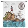 Retro Illustration Lighthouse Sailing Ship Sheer Curtains for Living Room Decor Window Curtains Kitchen Tulle Voile Curtains
