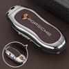 Zinc Alloy Leather Car Smart Key Case Cover Bag Protector For 911 718 Panamera Macan Cayenne Boxster Cayman Keychain