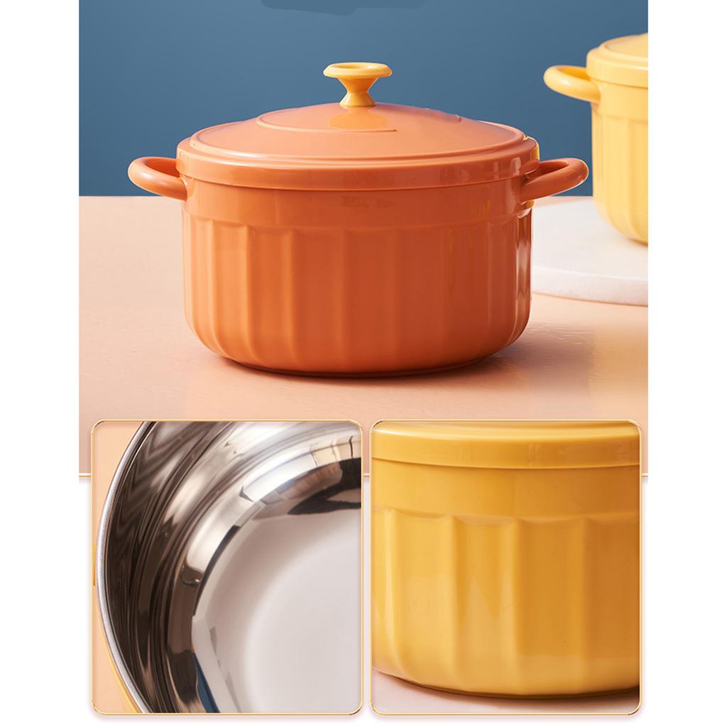 Noodles Bowl with Lid Binaural Noodles Bowl Home Dorm Student Covered Bowl