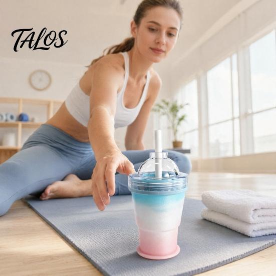 Ice Cube Beverage Cup Foldable Hockey Cup, with Straw And Lid, Leak Proof Portable Maker Food-Grade Silicone Summer Cold Drink for Drinks Juice