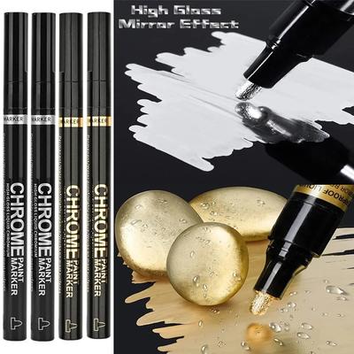 5/1pcs Chrome Caneta Marcador Espelho À Prova D'Água Pintura Reparo para Rocha Cerâmica Vidro Metálico Ouro/Prata 2mm Ponta