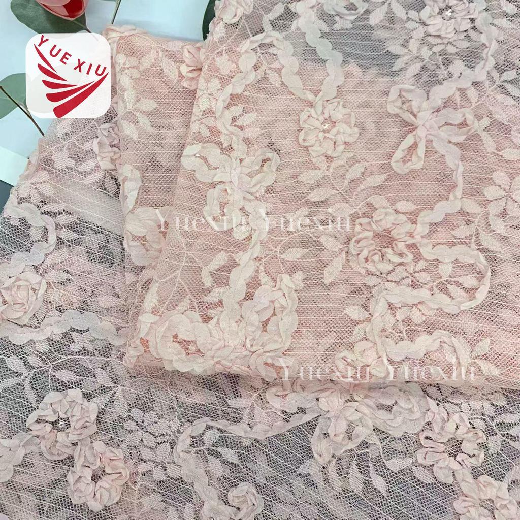 Lace Mesh Ribbon for Crochet Embroidery: 3-in-1 Fabric for French Skirts, Wedding Dresses, Evening Gowns, 3D Embroidery