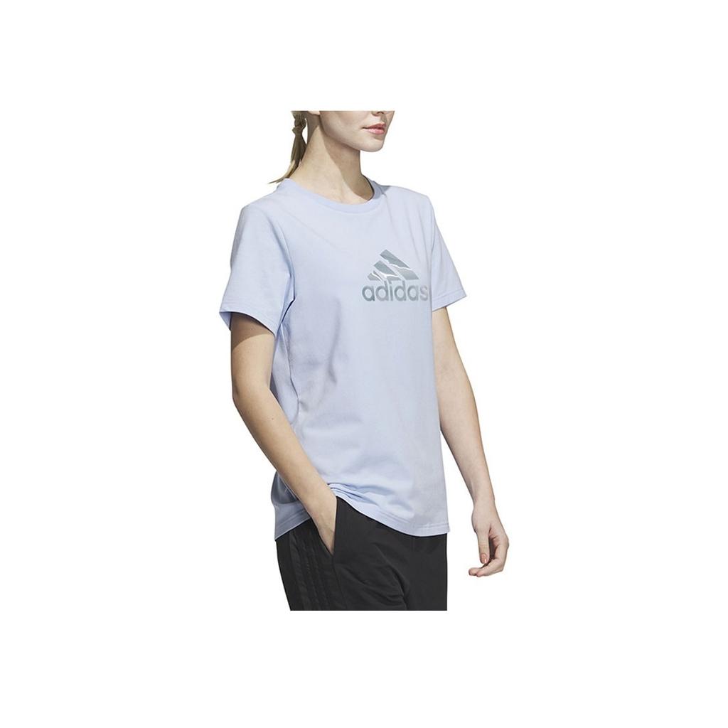 Adidas Logo Print Sports Training Short Sleeve T-Shirt Women Tops Purple IN2801