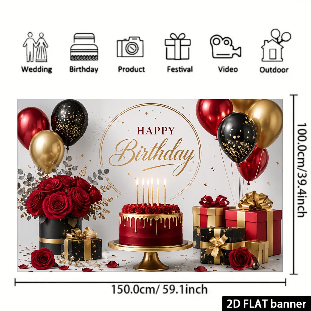 1 Stück Rote Goldene Luxus Geburtstag Rosen Dekoration Hintergrund Kulisse Für Fotostudio Foto Booth Party