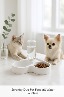 Small and Medium-sized Dog Food Bowl Cat Bowl Pet Supplies Double Bowl Pet Cat Feeder Automatic Drinking Double Bowl
