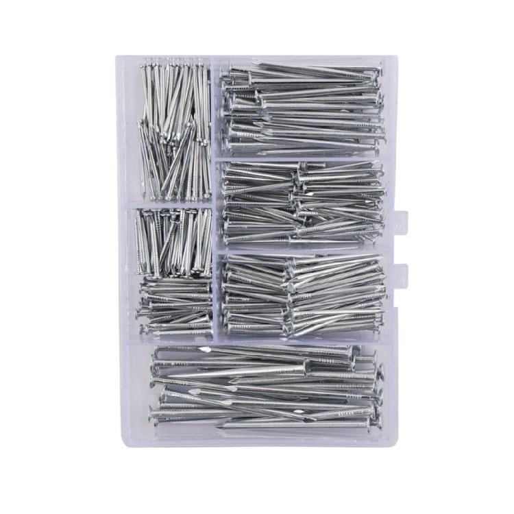 350Pcs 5 Sizes Iron Small Nails Assortment Set Picture Hanging Nails with Storage Box Round Head Wall Nails Easy to Use серебряный