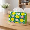 2D Flat, 1pc Lemon Floral Tissue Box Cover - Lemon Slice And Flower Pattern, Suitable for Home, Car, Bathroom Decor - Modern Desktop Tissue Holder, De