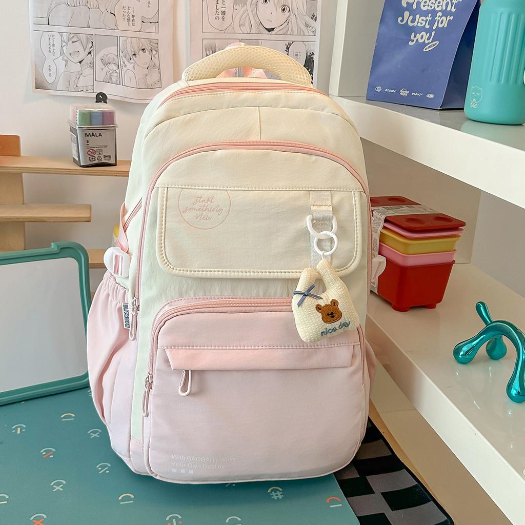 Schoolbag Japanese and Korean Mori Large-capacity High-value Fashion Solid-color Versatile Schoolbag Junior High School High School Students College