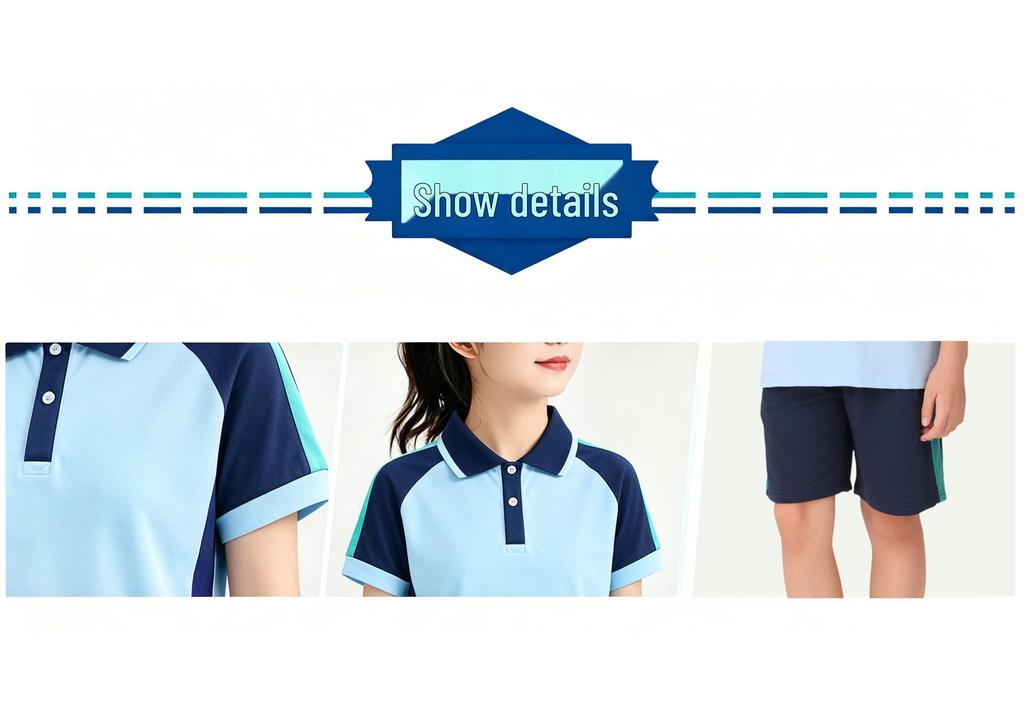Qingyuan Schuluniformen - Cooles Sorona-Gewebe, Antibakteriell & Feuchtigkeitsableitend, Kurzarm & Shorts für Jungen & Mädchen.