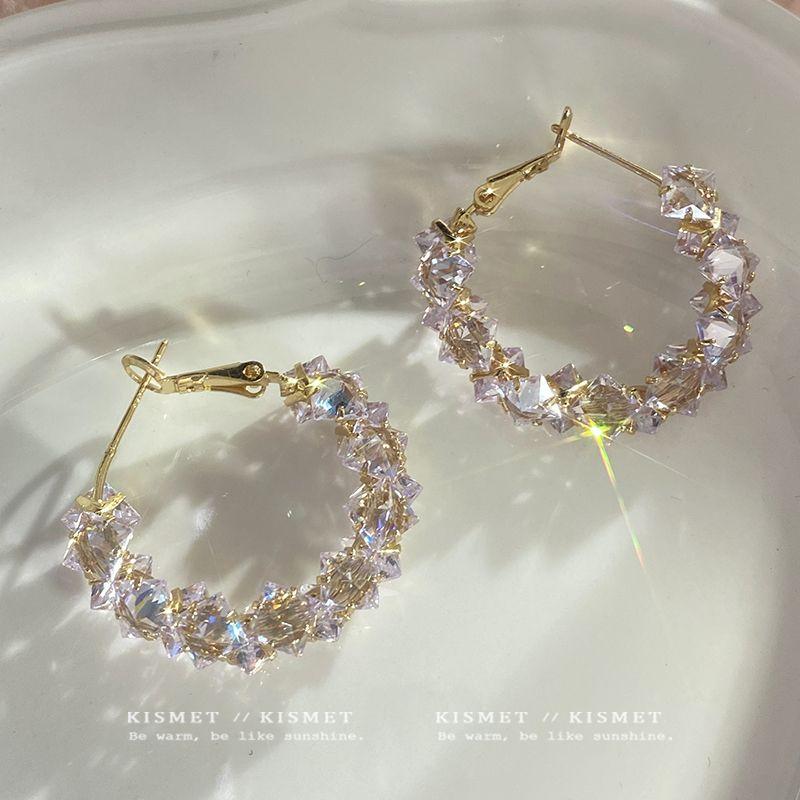 No Spirit, No Spirit ~ Flash Zircon Crystal Earrings 2025 New Arrival Best Selling Earrings Female Niche Style Temperament Entry Lux Ear Studs