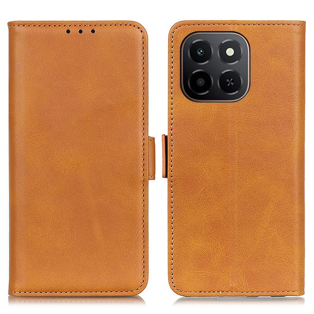 

For Honor X6c 4G Case Stand Cowhide Texture PU Leather Phone Cover Yellow