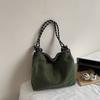 Vintage Large Capacity Corduroy Bag Women's Solid Color Underarm Shoulder Bag