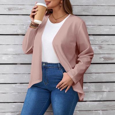 European Plus Size Solid Color Long Sleeve Suit Jacket - New Summer Women's Style