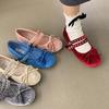 French Soft-soled Velvet Fashion Absolute Child One-word Belt Mary Jane Shoes Women's Early Spring Meeting Fairy Bow Single Shoes