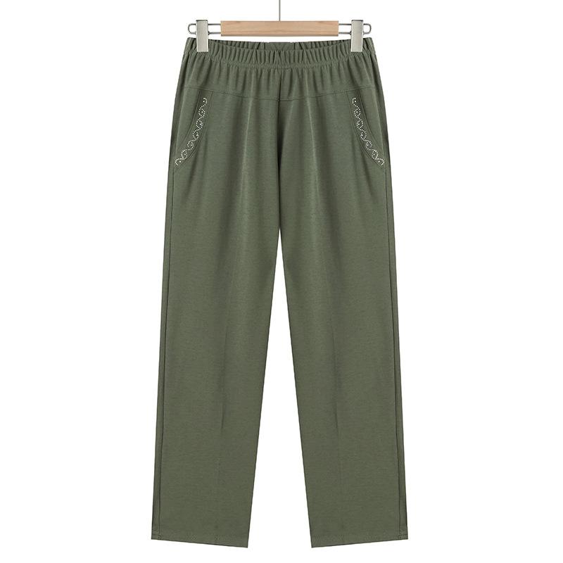 Women's Thin Plus Size High Waist Pants Middle Aged Female Loose Casual Trousers