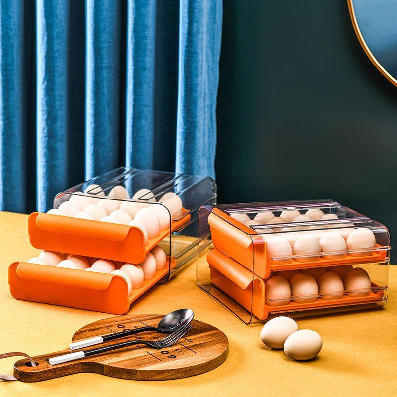 Double-layer Storage Box Refrigerator with Egg Dropper Kitchen Special Finishing Artifact Drawer Box Food-grade Fresh-keeping