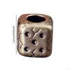 Brass Cube Dice Paracord Bead Charms DIY Crafts Bracelet Zipper Tool Pendant Large Hole Retro