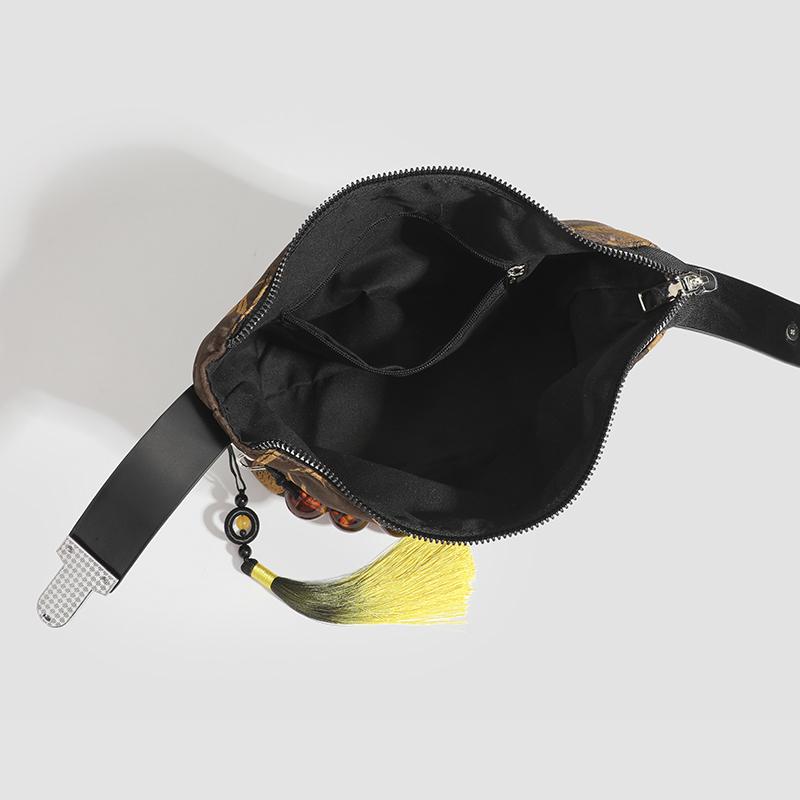 Chinese Classical Style Ladies PU Leather Handbag Luxury Designer Pearl Handle Shoulder Bag  Fashion Trend Free Shipping