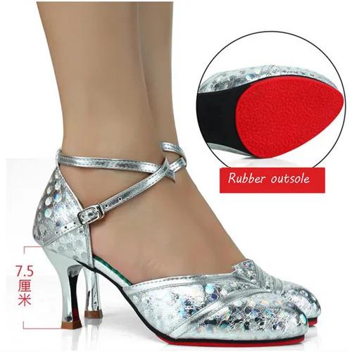 Glitter Closed Toe Dance Shoes Woman Salsa Dance Shoes Ladies Professional Modern Ballroom Samba Tango Salsa Latin Dance Shoes