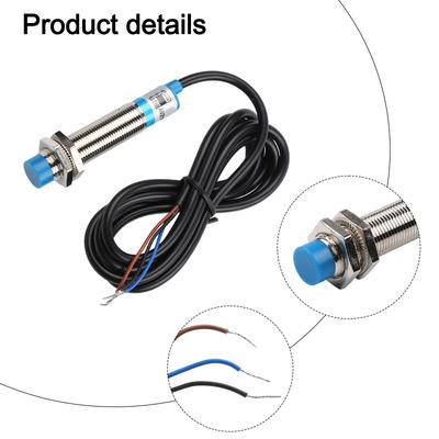 2 Pcs LJ12A34ZBY Inductive Proximity Sensor Switch Set with LED Indicator for Industrial Metal Object Detection