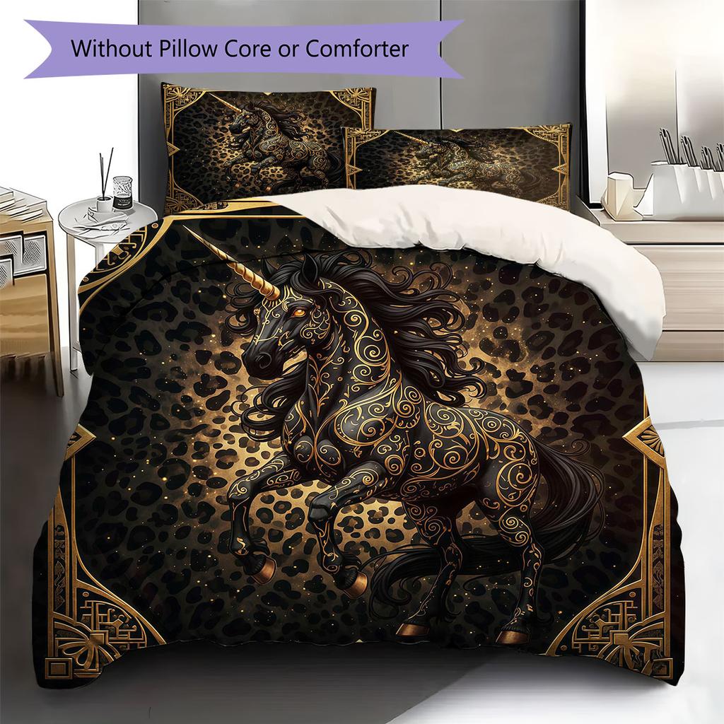 Leopard-print animal Pattern Bedding Quilt Set Quilt Cover Pillowcase Home Decoration Birthday Gift (1 * duvet cover + 2 * pillowcase, without core)
