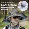 Outdoor solar-powered fan hat, breathable fishing sun hat, with adjustable fan direction and wind speed function