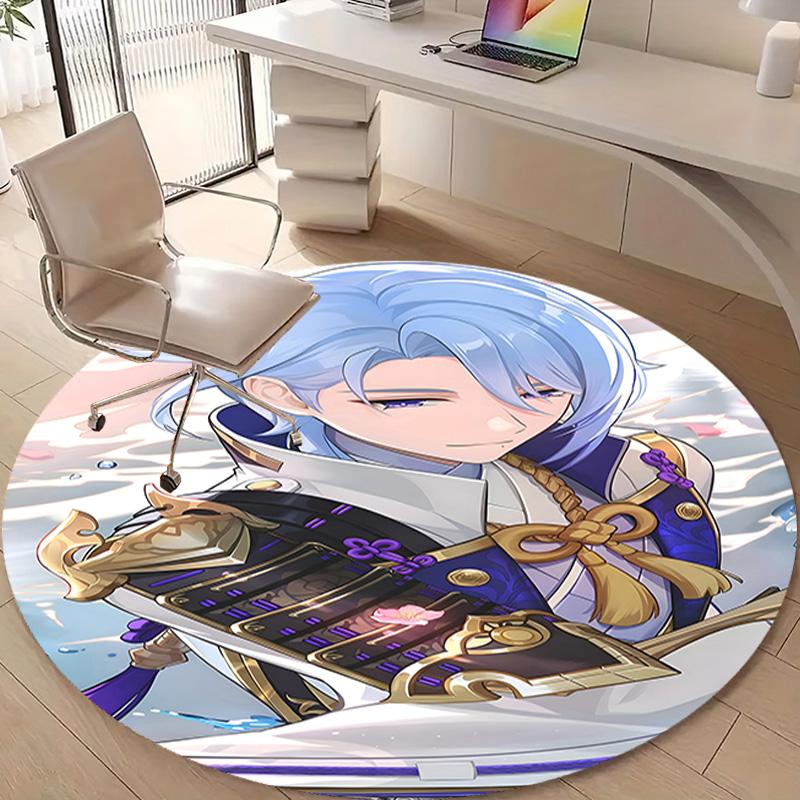 1pc Genshin Impact1 Design Printed Area Round Carpet for Bedroom Living Room Home Decor Rugs Mat Non Slip Mat Rug for Bedside