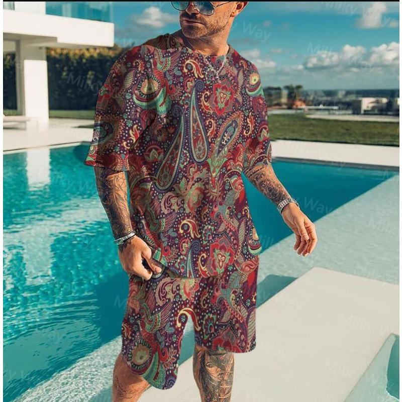 Herren Sommer Schmetterling Kreativ 3D Gedrucktes Freizeitset Bequem Locker Farbbedruckte Sportbekleidung