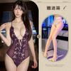Sexy Lace Suspender Deep V Sex Underwear Lace-Up Perspective Hollow Mesh Onesie