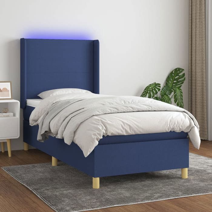 VidaXL Sommier à Lattes de Lit avec Matelas et LED, Lit Rembourré, Lit Simple, Lit Adulte de Chambre à Coucher Intérieur, 3138699
