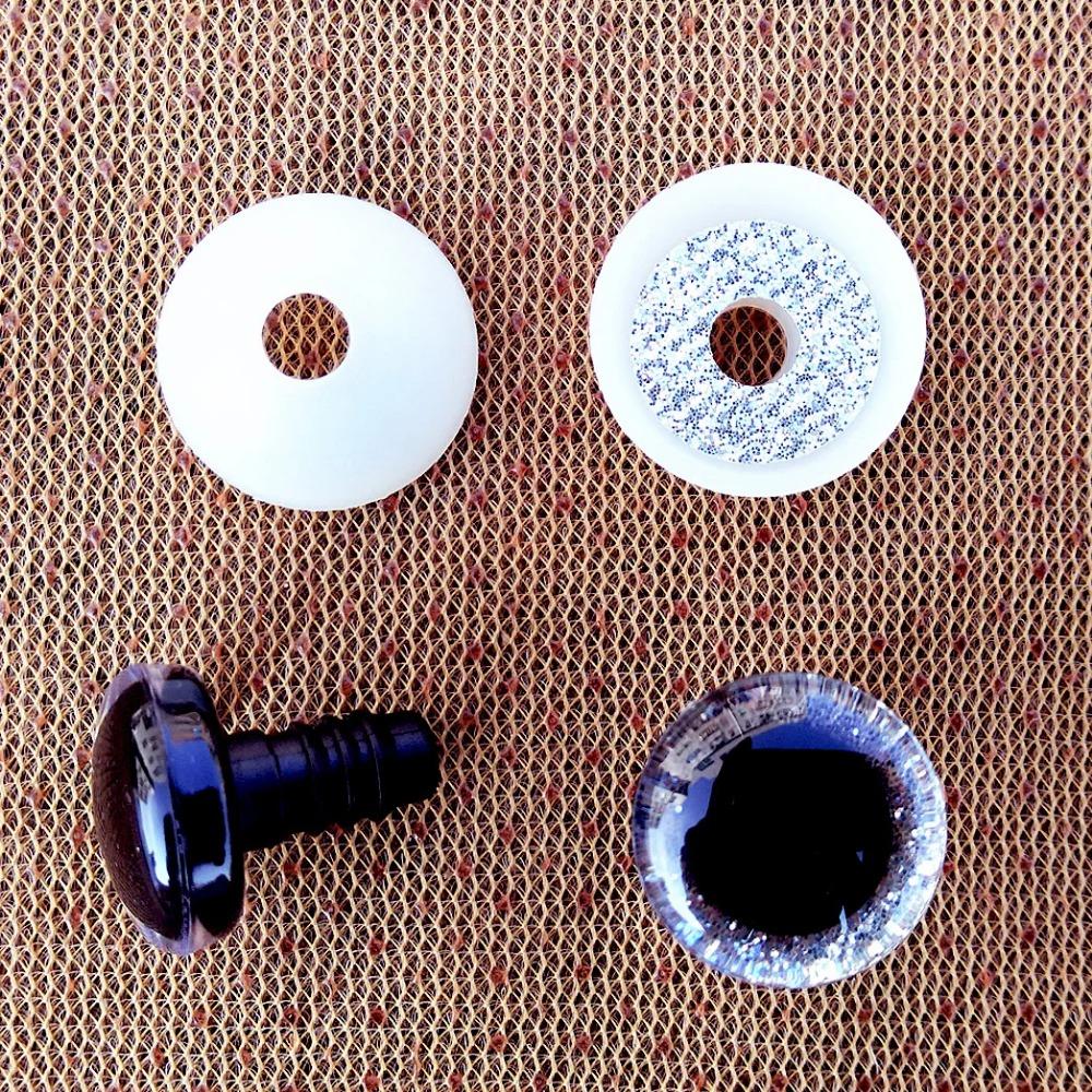 20 buc Ochi de siguranță din plastic transparent cu sclipici 3D pentru jucării croșetate, artizanat, fabricarea păpușilor, animal, siguri pentru bebeluși, ochi 10/12/14/16/18/20/25/30/35mm