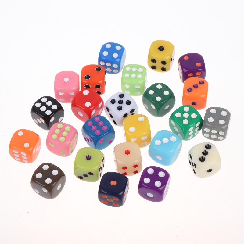 10Pcs Colorful Dice Acrylic Round Corner Cubes Dot Drinking Game Dice Accessories